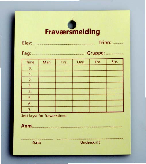 Fraværsmld.gul blokker a 50 ark.